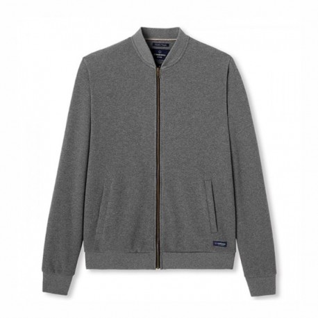 PEDRO SWEAT ZIPPE PIQUE GRIS CHINE LA GENTLE FACTORY