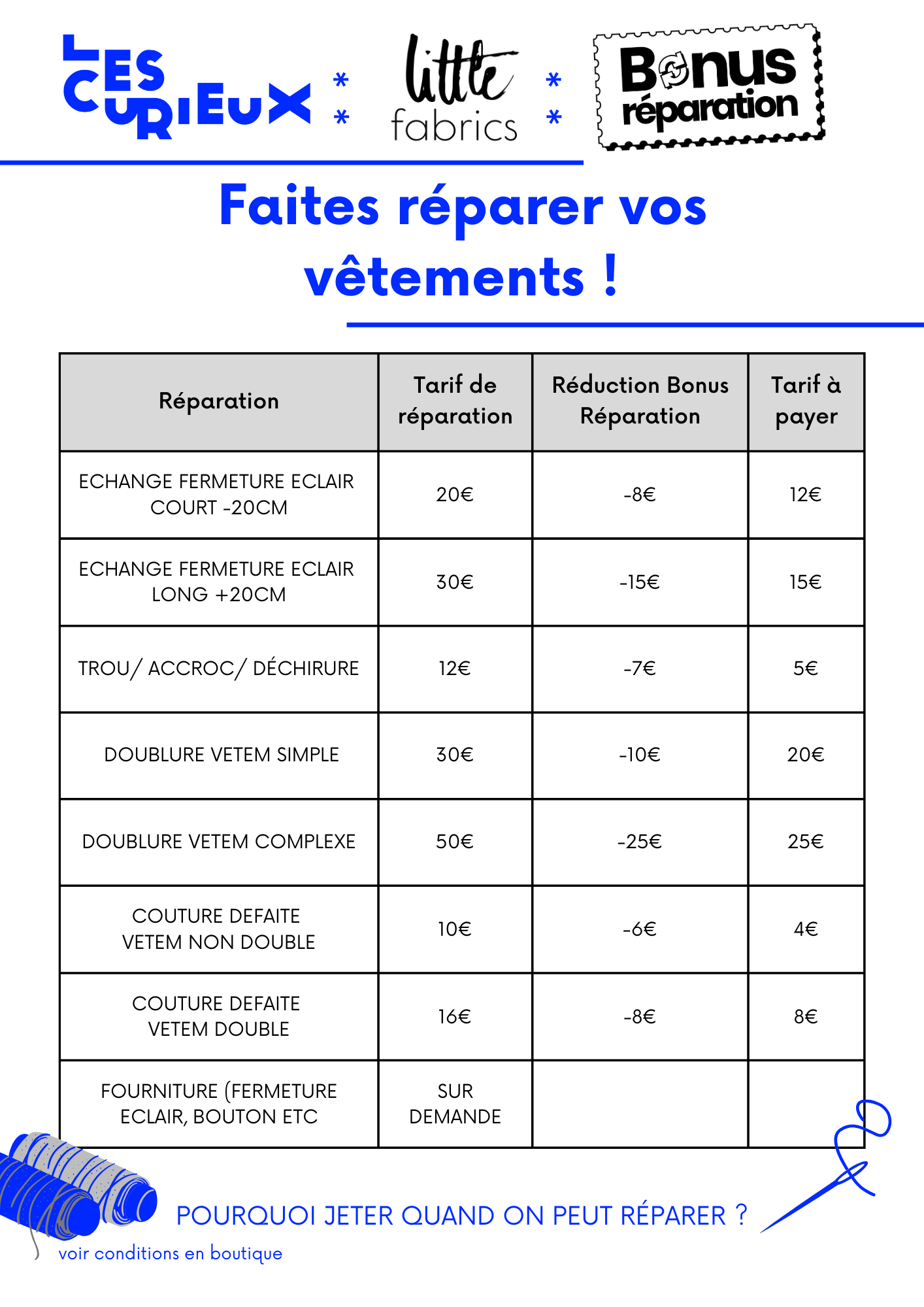 tarifs retouches